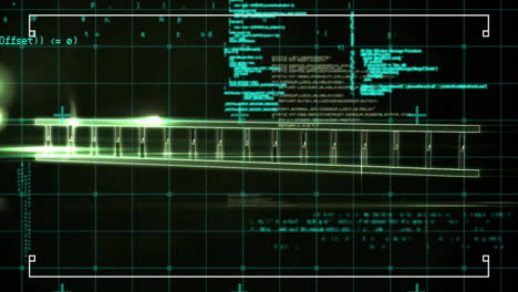 Animation-Des-DNA-Strangs,-Datenverarbeitung-Auf-Schwarzem-Hintergrund