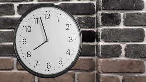 Animation-of-clock-ticking-over-brick-wall-background
