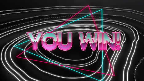Animation-Von-„You-Win“-Text-über-Kreisen-Auf-Schwarzem-Hintergrund