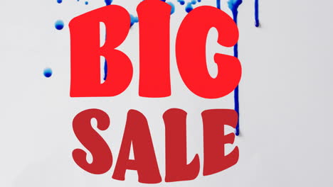 Animation-of-big-sale-text-in-red-over-blue-paint-splash-on-white