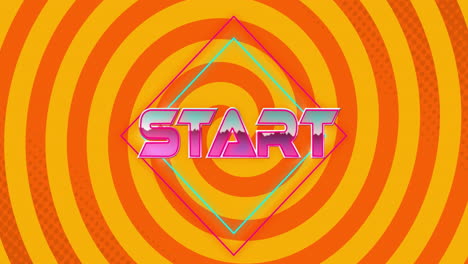 Animation-Des-Starttextes-über-Kreisen-Auf-Orangefarbenem-Hintergrund