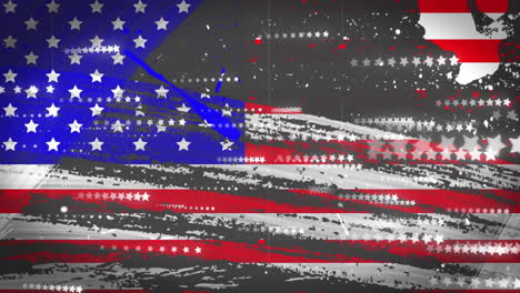 Animation-Der-Flagge-Der-USA-über-Sternen-Auf-Schwarzem-Hintergrund