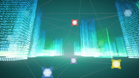 Animation-Eines-Netzwerks-Von-Verbindungen-Mit-Personensymbolen-über-3D-Server