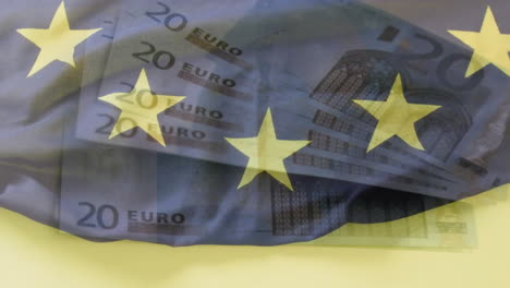 Animation-Der-Flagge-Von-Bosna-Und-Herzegowina-über-Euro-Banknoten