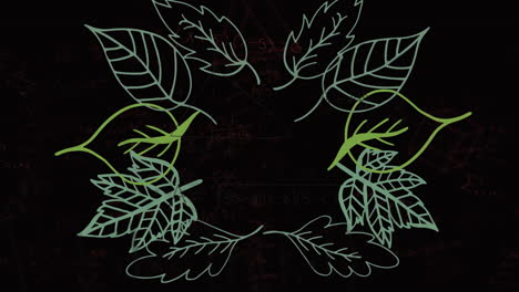 Animation-Von-Grünen-Blättern-Mit-Kopierraum-Auf-Schwarzem-Hintergrund