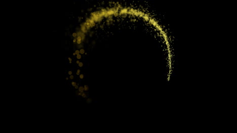 Animation-of-glowing-circle-of-yellow-light-trial-with-copy-space-on-black-background