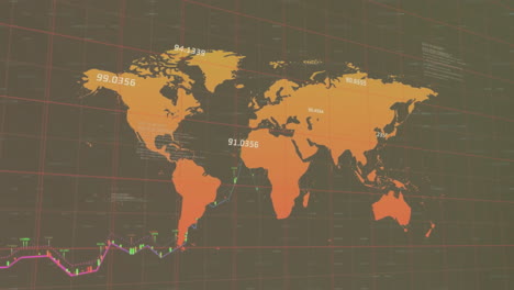 Animation-of-world-map-and-financial-data-processing