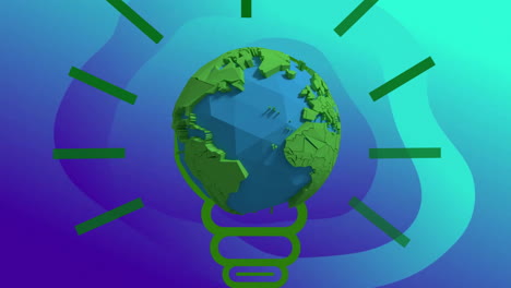 Animation-of-lightbulb-with-globe-on-blue-background