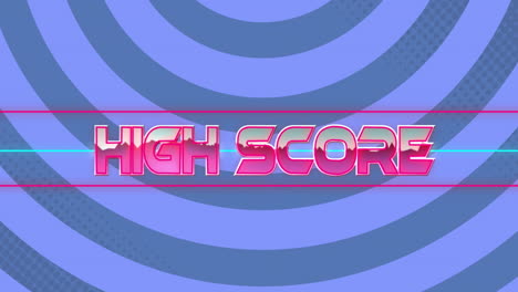 Animation-of-high-score-text-over-neon-lines-and-striped-pattern-background