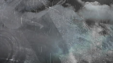 Animation-Von-Sich-Bewegenden-Und-Verändernden-Grauen-Wolken-Und-Texturen-Und-Kopierraum-Auf-Schwarzem-Hintergrund