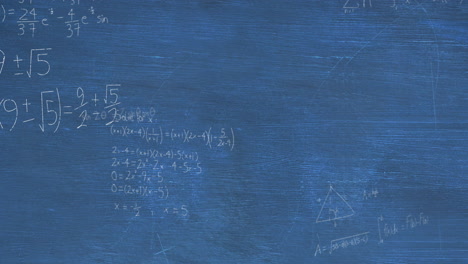 Animation-of-layers-of-mathematical-formulae-and-equations-over-blue-chalkboard