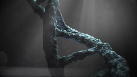 Animation-Eines-DNA-Strangs,-Der-Sich-über-Grauem-Hintergrund-Dreht