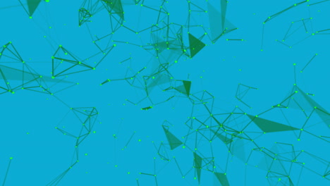 Animation-of-green-networks-moving-on-blue-background