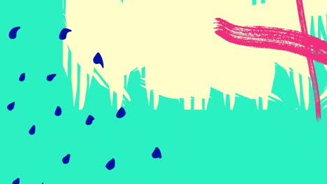 Animation-Von-Symbol,-Blauen-Punkten-Und-Farbspritzern-Vor-Blauem-Hintergrund