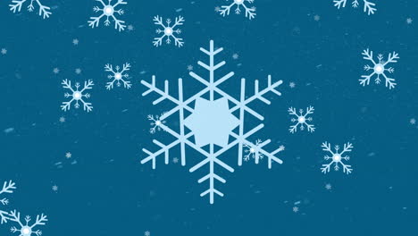 Animation-of-falling-snowflakes-on-blue-background