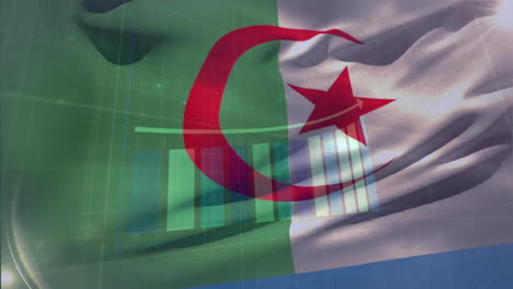 Animación-Del-Procesamiento-De-Datos-Financieros-Sobre-La-Bandera-De-Argelia.