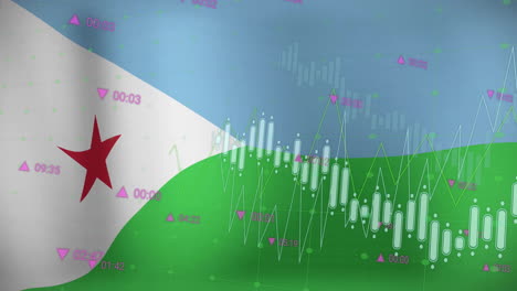 Animation-Der-Datenverarbeitung-Im-Diagramm-über-Der-Flagge-Von-Dschibuti