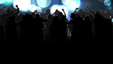 Animation-of-people-dancing-over-spots-of-light-background