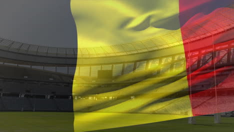 Animation-Der-Wehenden-Belgischen-Flagge-über-Dem-Stadion