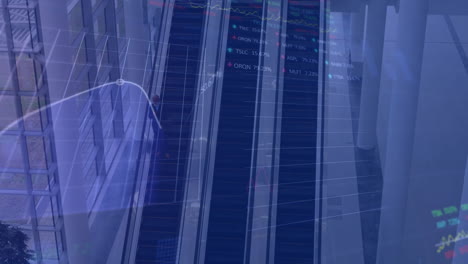 Animation-Der-Verarbeitung-Finanzieller-Daten-über-Rolltreppen-In-Modernen-Büros