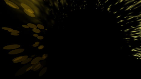 Animation-Eines-Leuchtenden-Gelben-Lichtkreises-Mit-Kopierraum-Auf-Schwarzem-Hintergrund