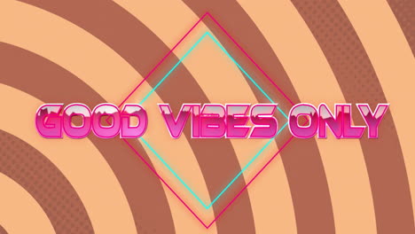 Animation-of-good-vibes-only-text-over-circles-on-orange-background