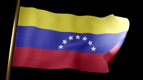 Animación-Del-Primer-Plano-De-La-Bandera-Ondeante-De-Venezuela-Sobre-Fondo-Negro
