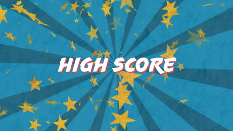 Animation-of-high-score-text-over-star-and-stripes-pattern
