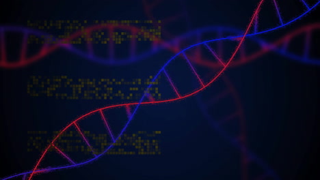 Animation-Von-DNA-Strängen-über-Beweglichen-Säulen-Auf-Schwarzem-Hintergrund