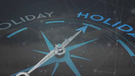 Animation-of-magnetic-needle-on-compass-pointing-to-holiday-text