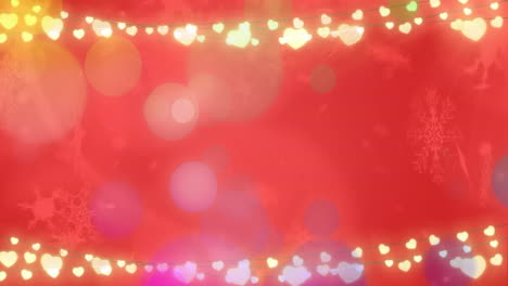 Animation-Von-Lichtpunkten-über-Weihnachtlichen-Lichterkettendekorationen