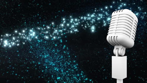 Animation-of-retro-microphone-with-shooting-star-on-black-background