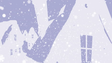 Animation-Von-Schnee,-Der-Zu-Weihnachten-über-Häuser-Fällt