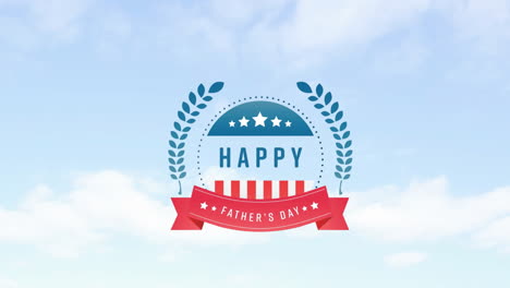 Animation-of-happy-father's-day-text-over-clouds