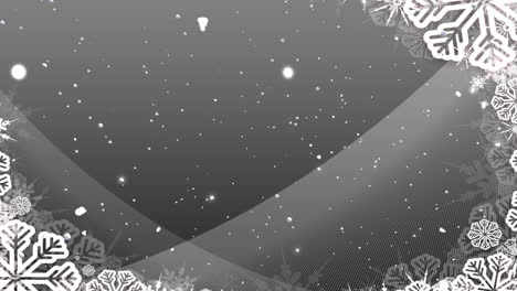 Animación-De-Nieve-Cayendo-Sobre-Copos-De-Nieve-Sobre-Fondo-Gris-Con-Espacio-Para-Copiar-En-Navidad
