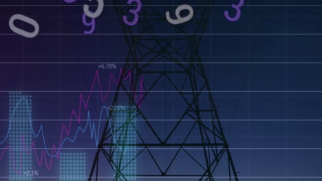 Animation-of-financial-data-processing-over-electricity-pylon