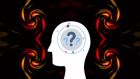 Animation-of-question-marks-with-circles-in-human-head-over-dynamic-spiral-patterns