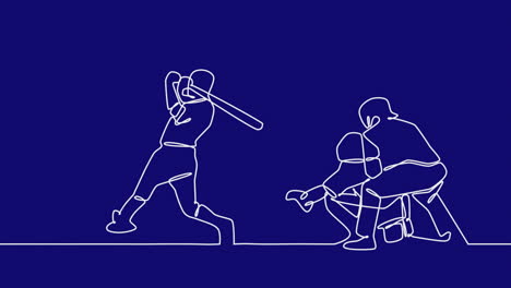 Animation-of-silhouettes-of-baseball-players-on-blue-background