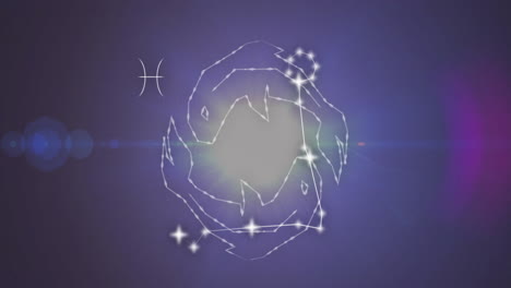 Animation-of-connected-stars-forming-pisces-symbol-against-black-background