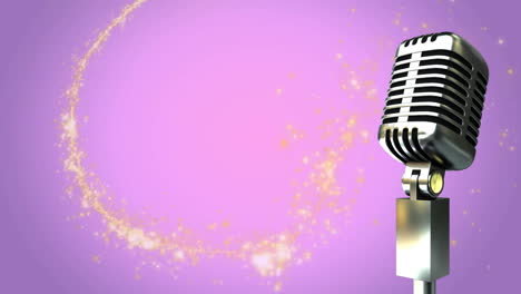Animation-of-retro-microphone-with-shooting-star-on-purple-background
