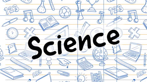 Animation-of-science-text-over-school-icons