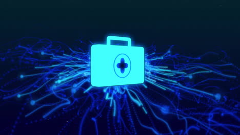 Animation-of-first-aid-case-with-cross-on-dark-background