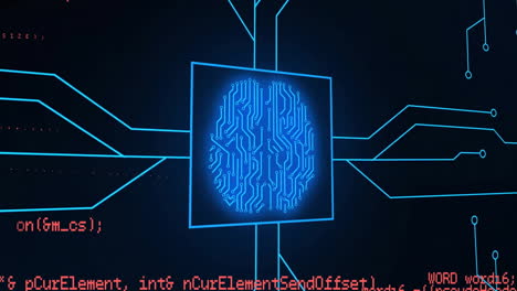 Animation-of-human-brain-and-data-processing-over-dark-background