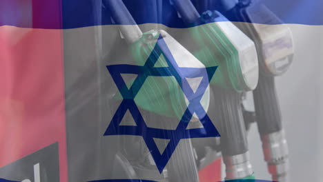 Animation-of-oil-pumps-over-flag-of-israel
