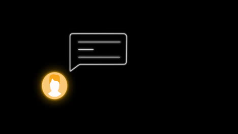 Animation-of-chat-and-speech-bubble-on-black-background