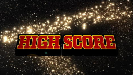 Animation-of-high-score-text-over-light-spots-on-black-background