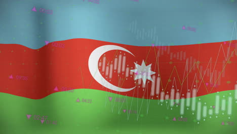 Animation-of-graphs-processing-data-over-flag-of-azerbaijan