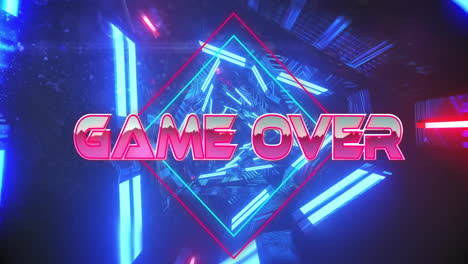 Animation-of-game-over-text-over-neon-background