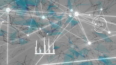 Animation-of-network-of-connections-with-spots-over-statistics-on-grey-background