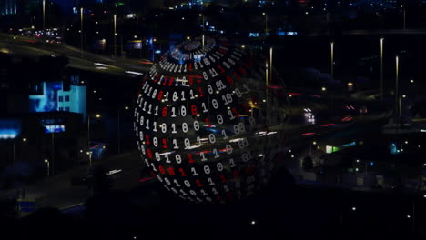 Animation-of-globe-with-binary-coding-and-data-processing-over-cityscape
